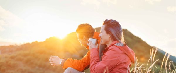 Travel nursing couple on a hike