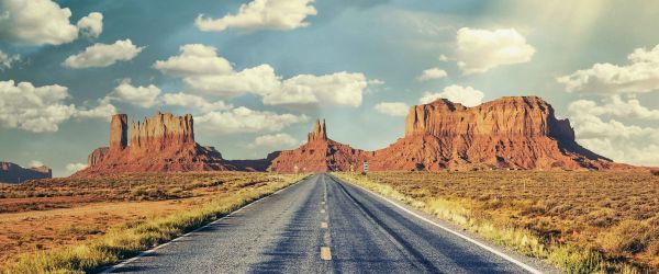 Landscape with mountains and a road