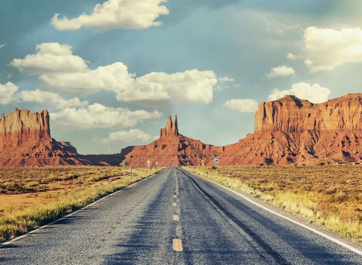 Landscape with mountains and a road