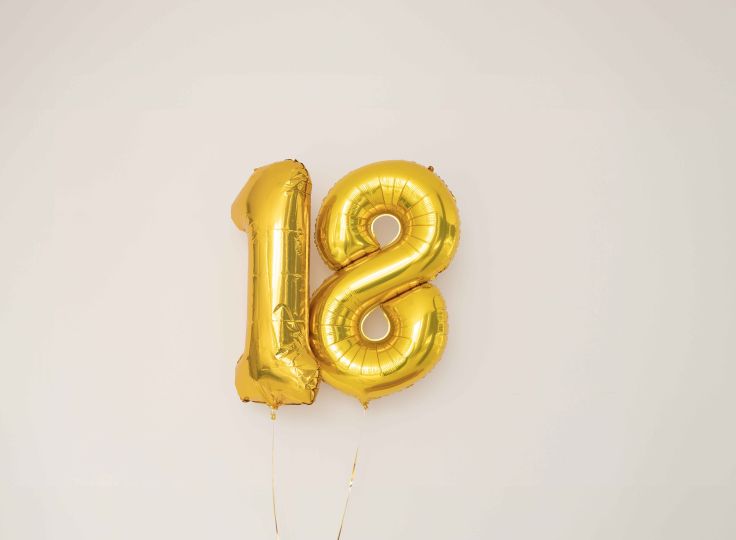 Balloons in the number "18"