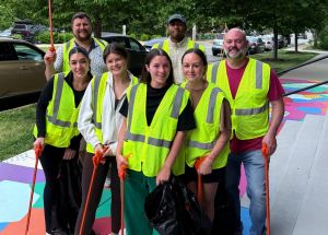 A FlexCare team volunteering for street cleanup
